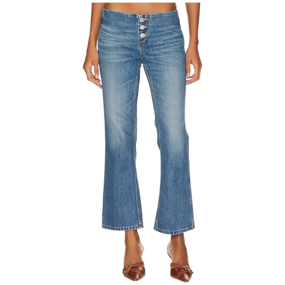 RE/DONE Originals Button Front Crop Boot Jeans in Riot - Picture 1 of 12
